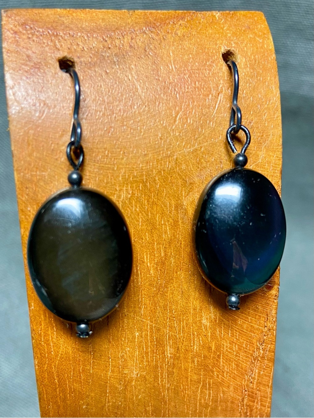 Rainbow Obsidian Oval Earrings